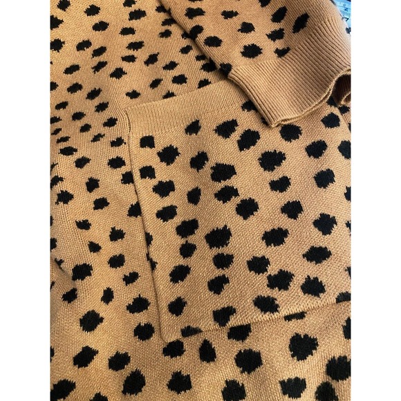 New She + Sky Brown/Black Dalmatian Print Open Front Long Cardigan Sweater Large - Picture 6 of 7